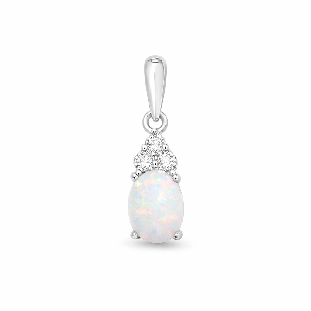 Opal and Cubic Zirconia Drop Necklace