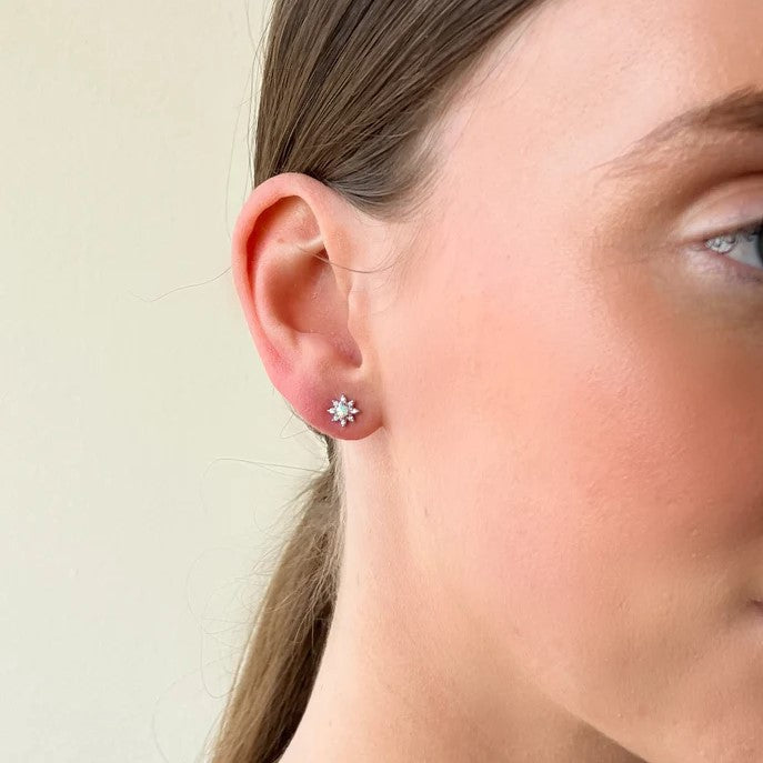 Opal with Cubic Zirconia Star Earrings