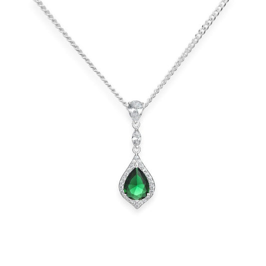 Opulent Emerald CZ Pendant Necklace
