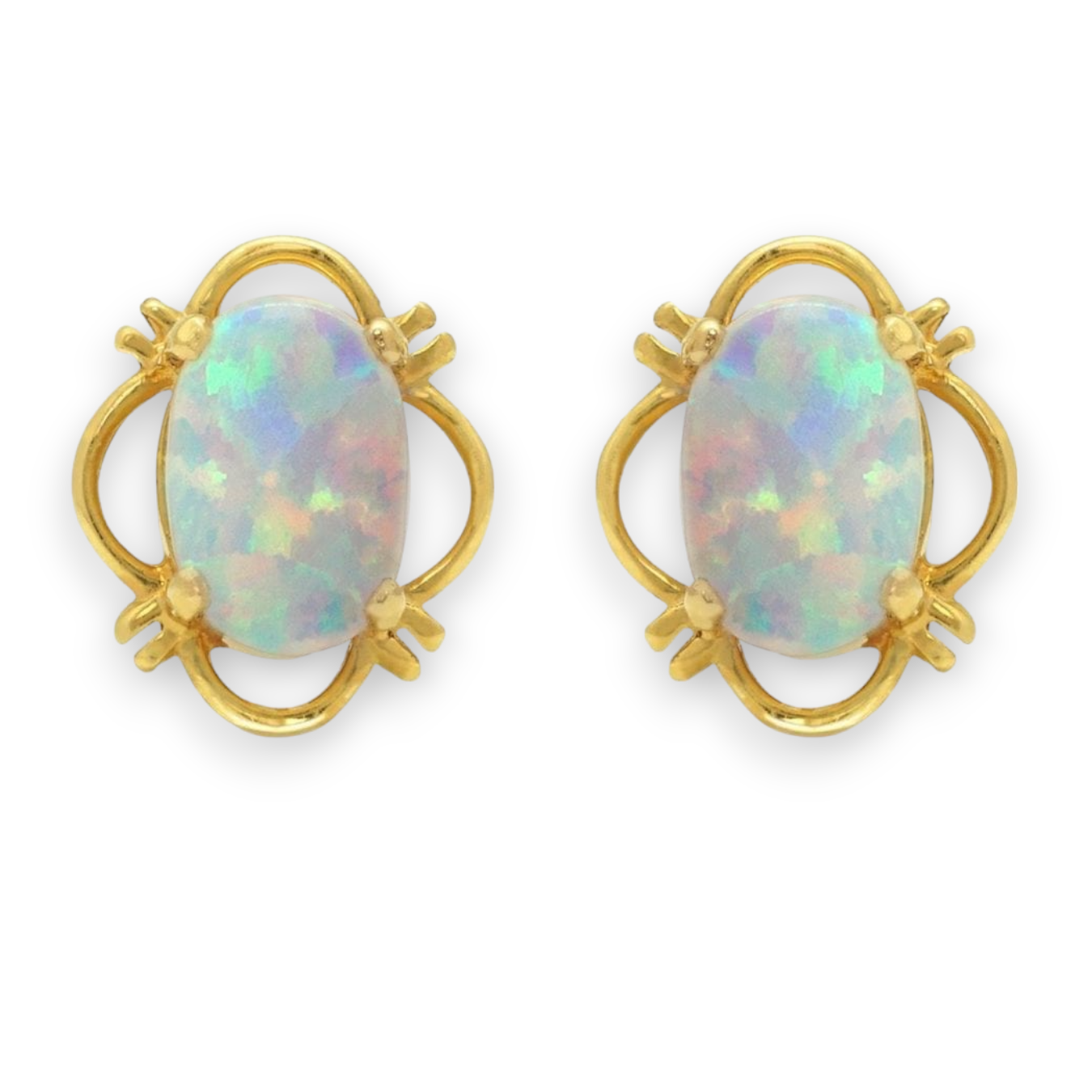 Oval Opal Clover Stud Earrings