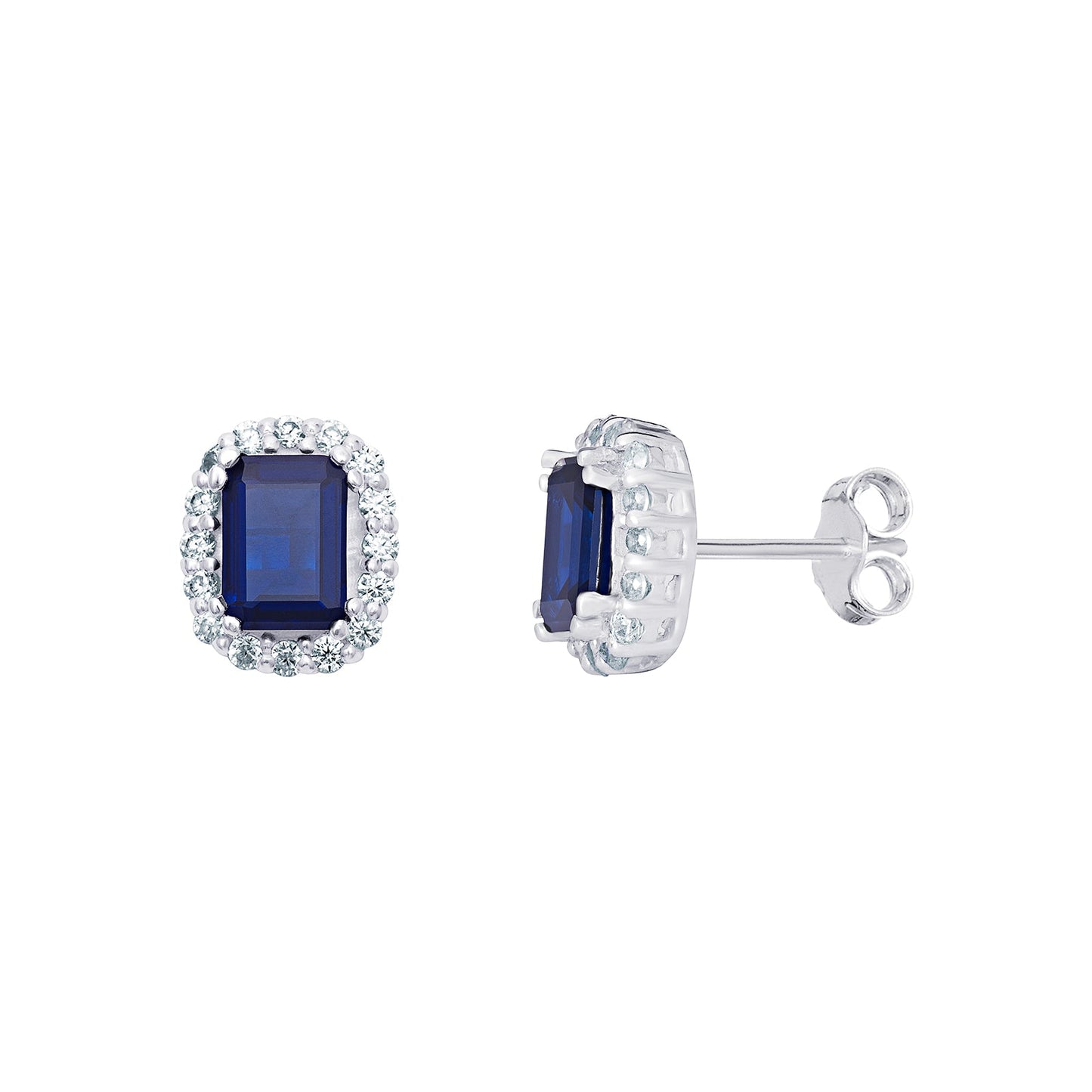Oval Halo Sapphire Statement Earrings
