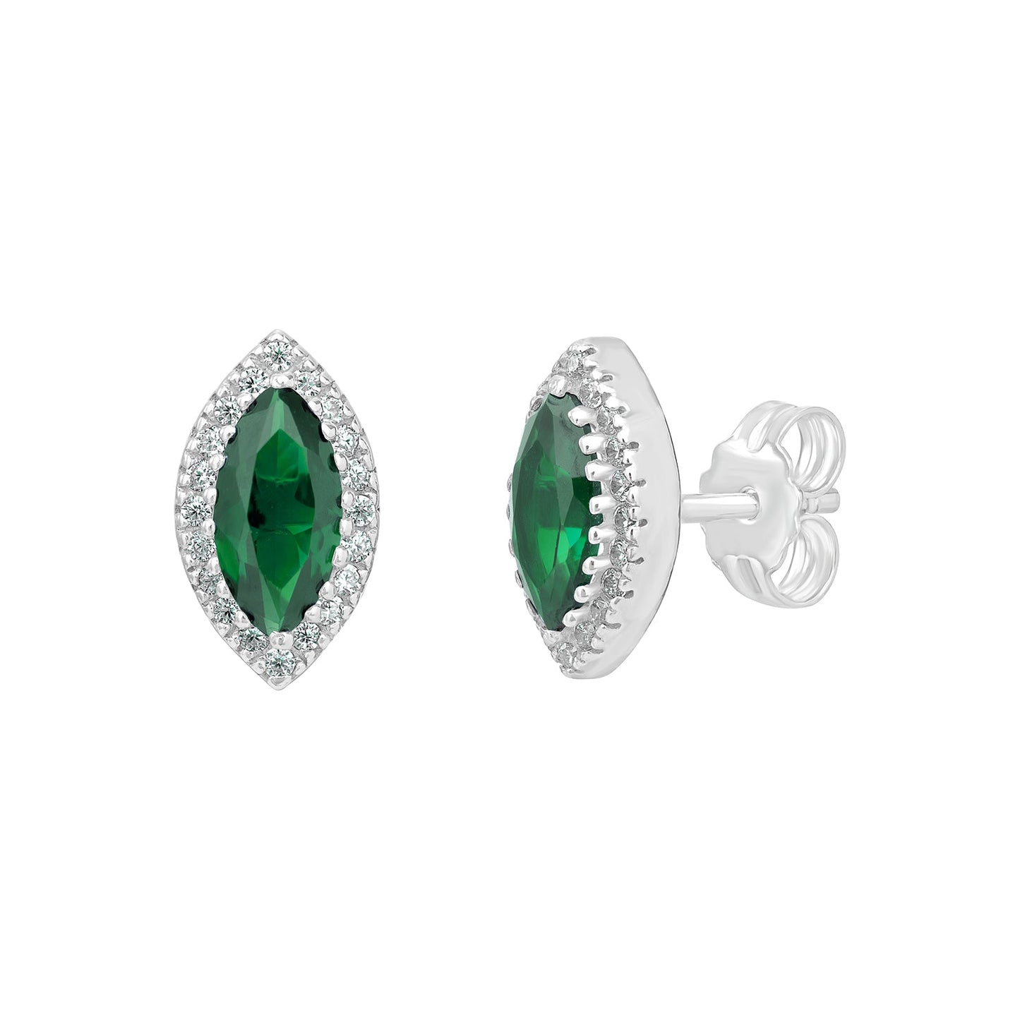 Oval Emerald Halo Earrings