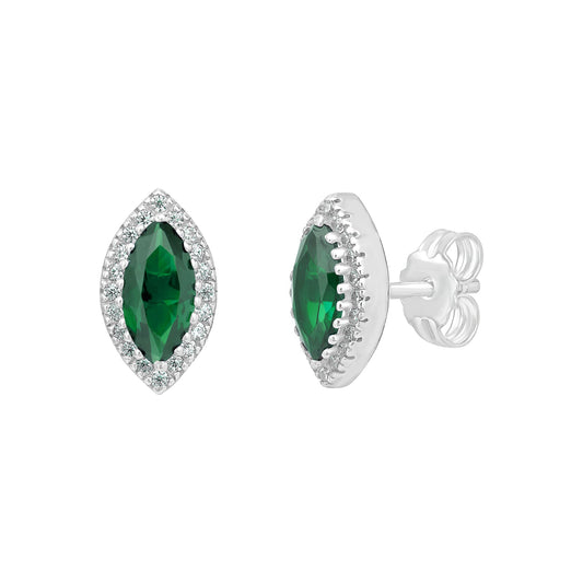 Oval Emerald Halo Earrings