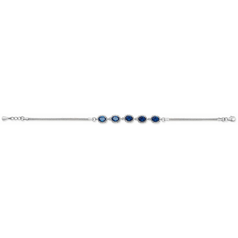 Oval Sapphire Cubic Zirconia Halo Bracelet