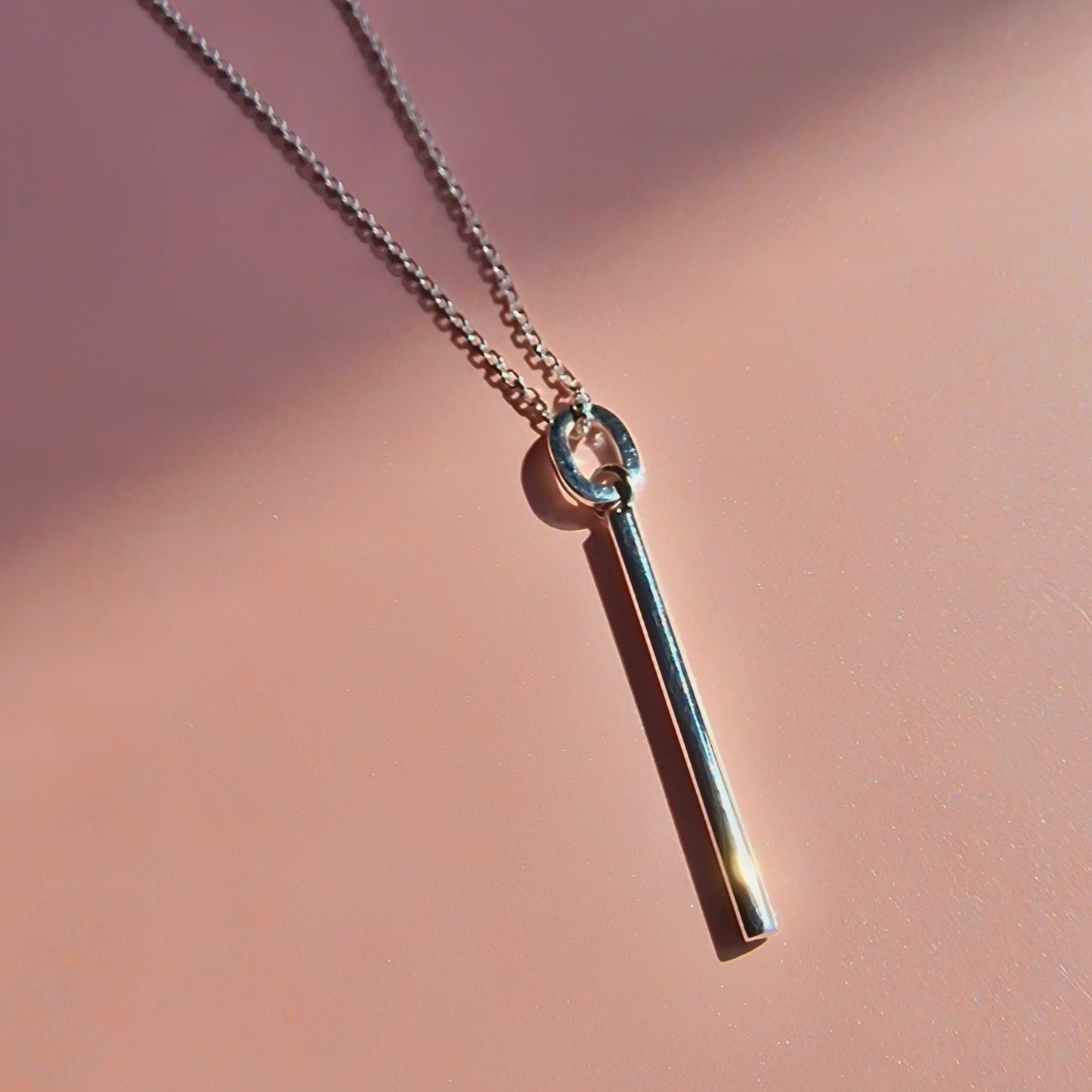 Minimalist Silver Bar Pendant Necklace