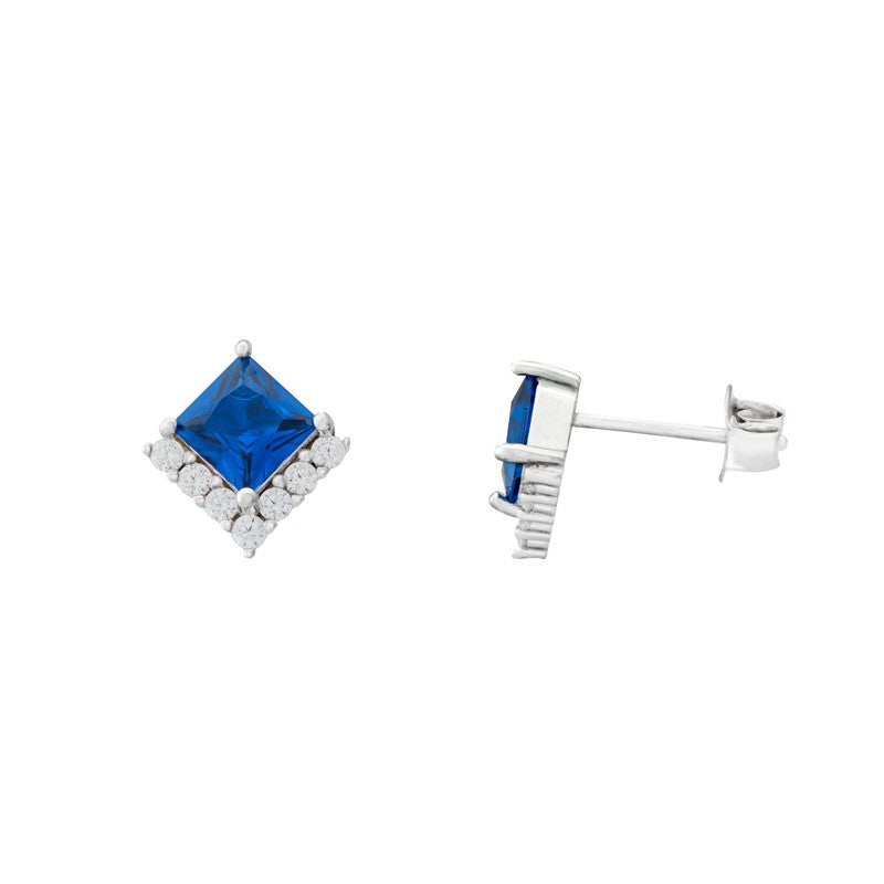 Princess Cut Sapphire Cubic Zirconia Earrings