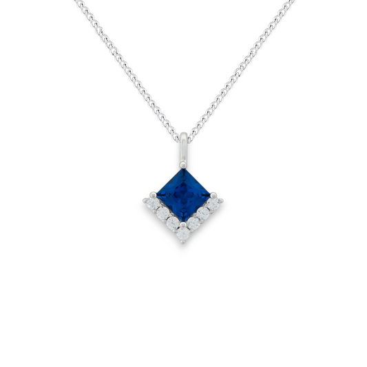Princess Cut Sapphire Cubic Zirconia Necklace