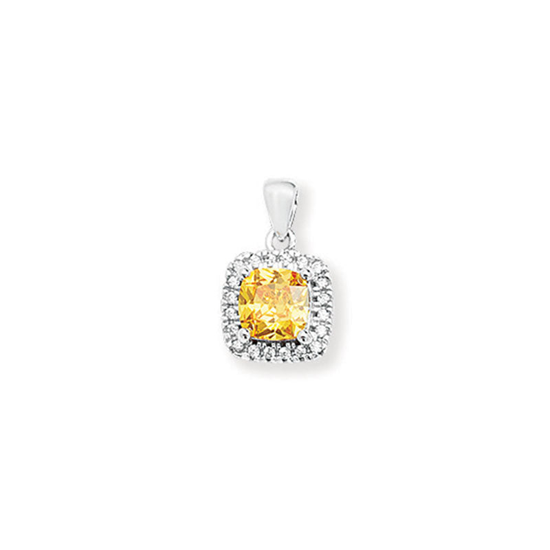 Princess Cut Yellow Topaz Pendant Necklace