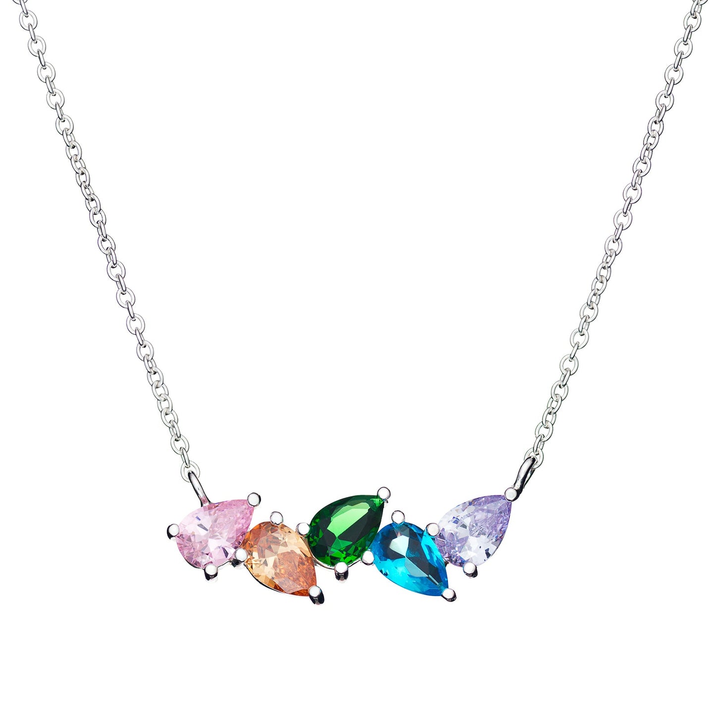 Rainbow Pear Drop Necklace