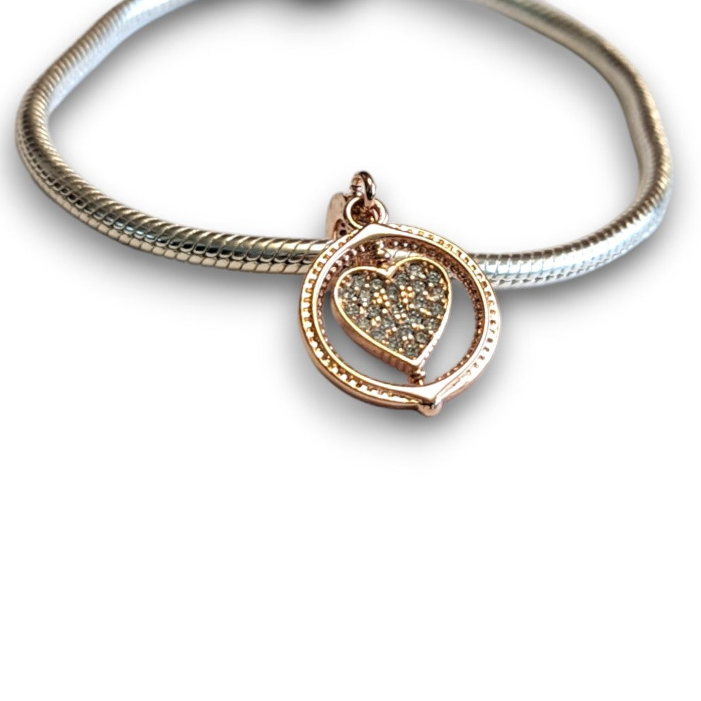 Spinning LOVE Heart Dangle Charm