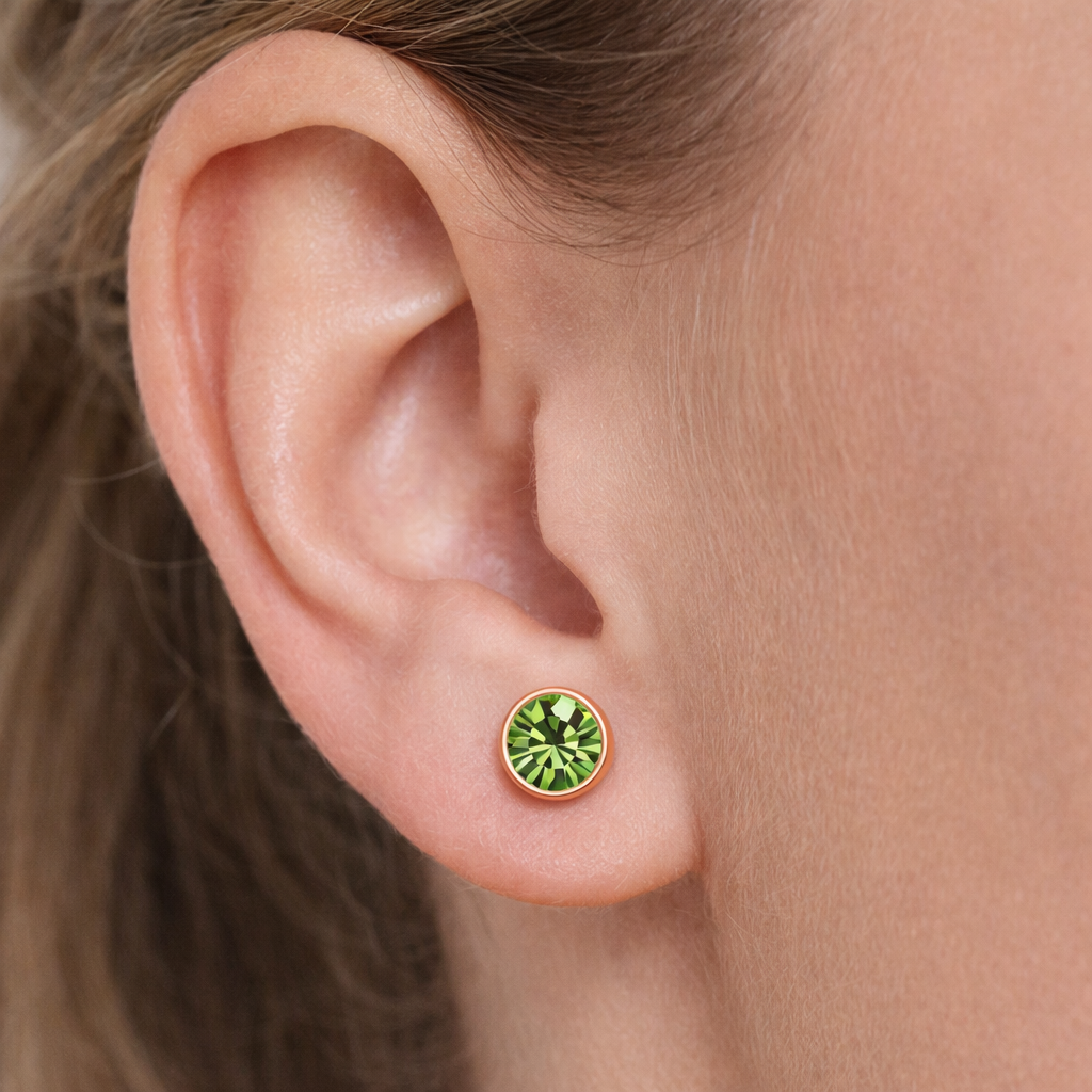 Emerald Cubic Zirconia Stud Earrings