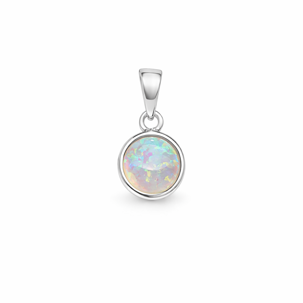 Round Opal Pendant Necklace