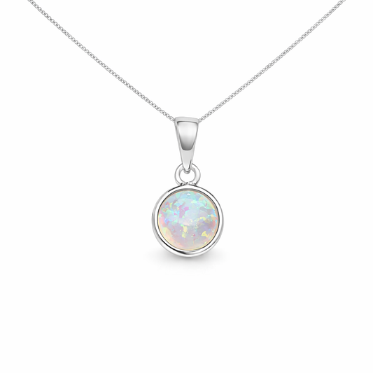 Round Opal Pendant Necklace