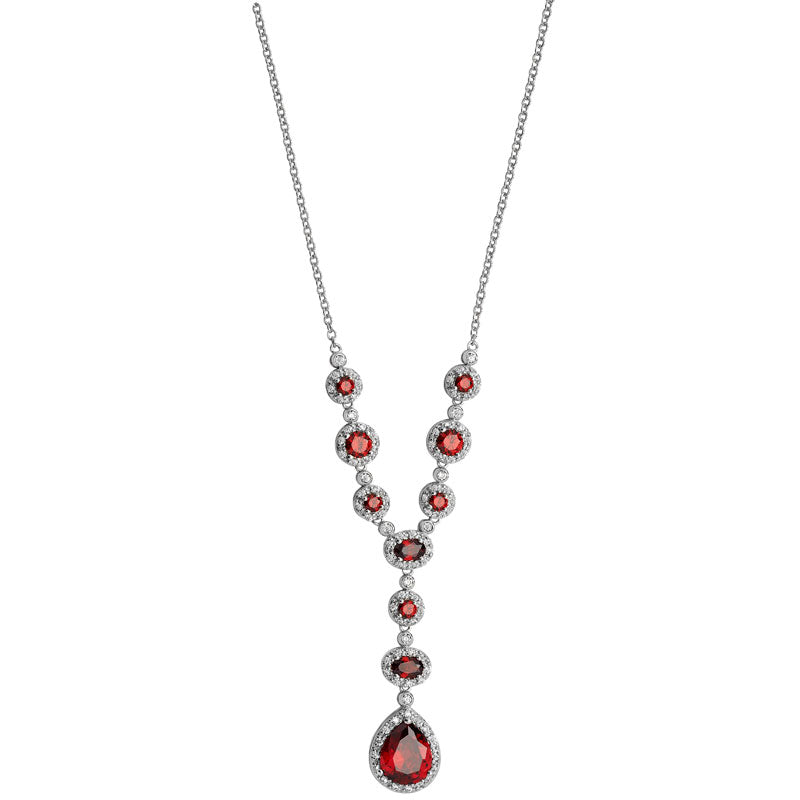 Ruby Cubic Zirconia Y Drop Necklace