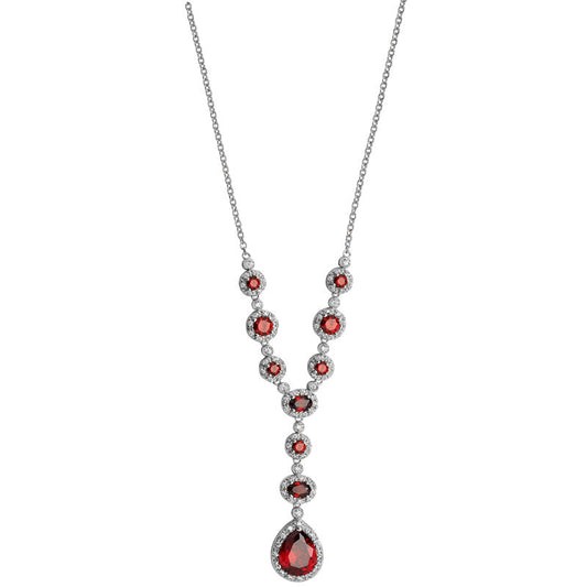 Ruby Cubic Zirconia Y Drop Necklace