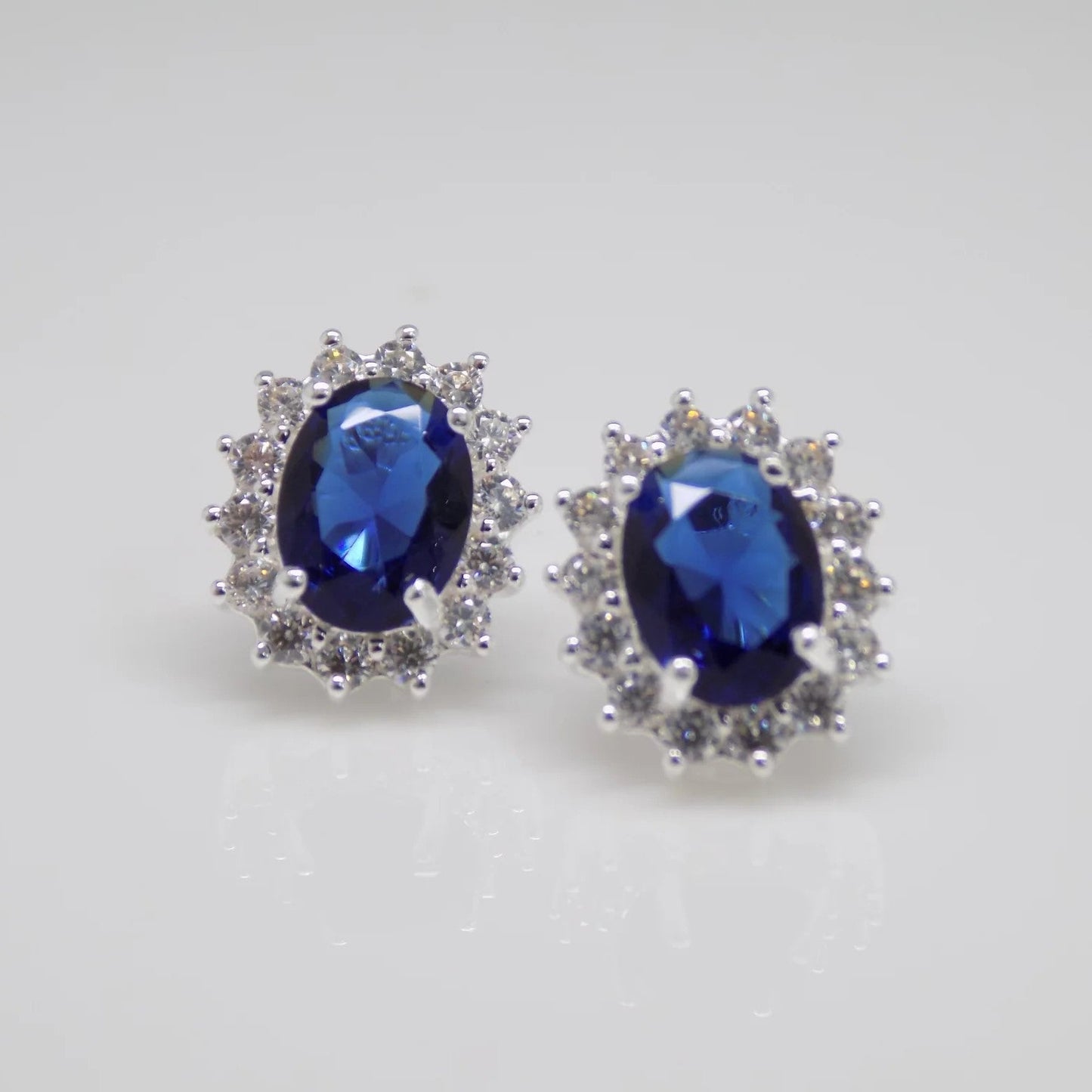 Sapphire Cubic Zirconia Flower Earrings