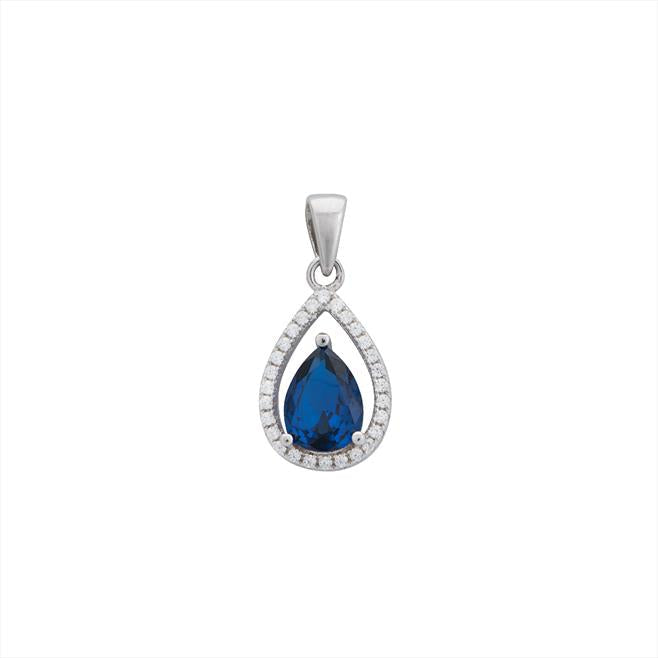 Sapphire Cubic Zirconia Teardrop Necklace