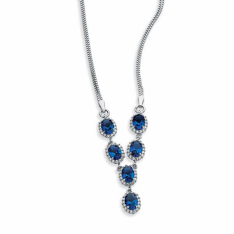 Sapphire Cubic Zirconia Y Necklace