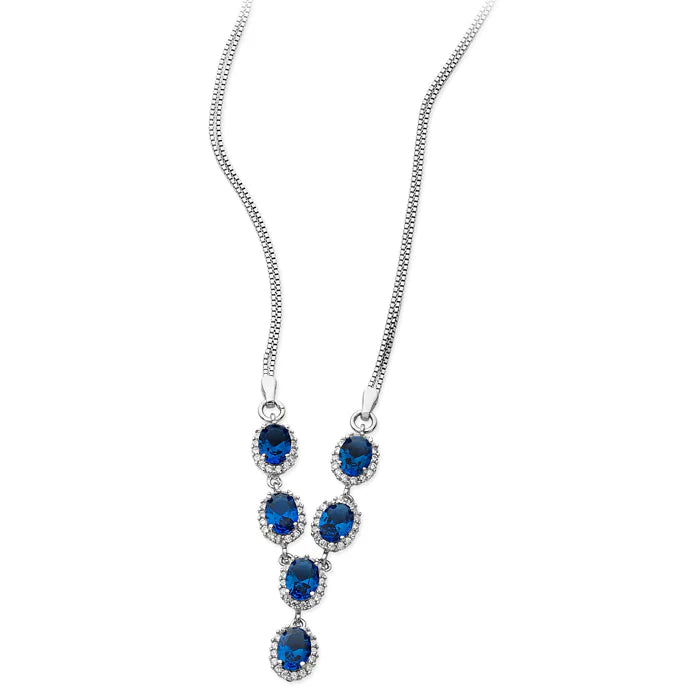 Sapphire Cubic Zirconia Y Necklace