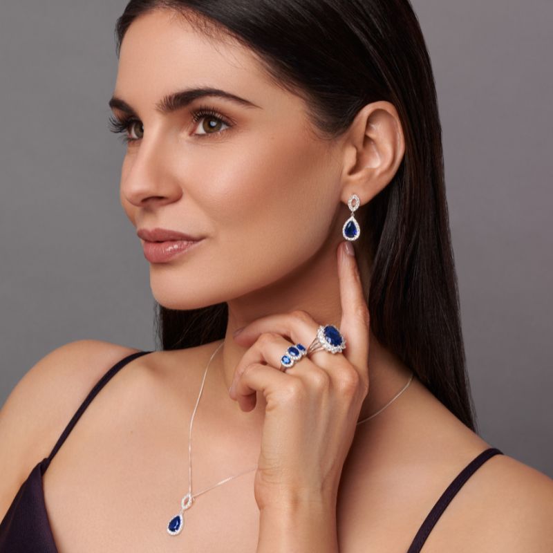 Sapphire Tear Drop Earrings