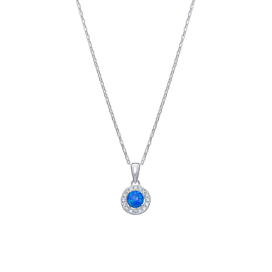 Sea Blue Halo Pendant Necklace