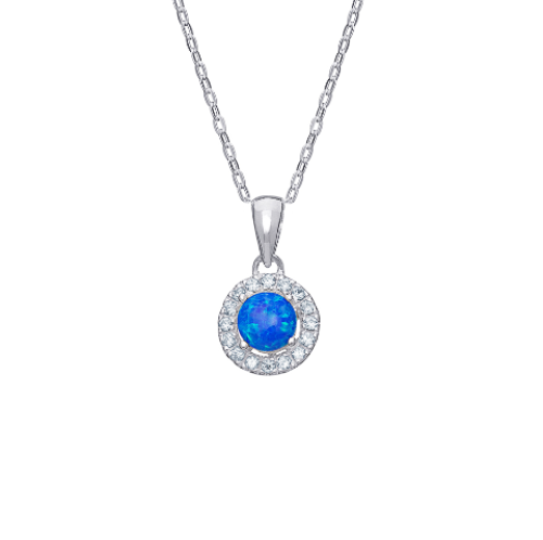Sea Blue Halo Pendant Necklace