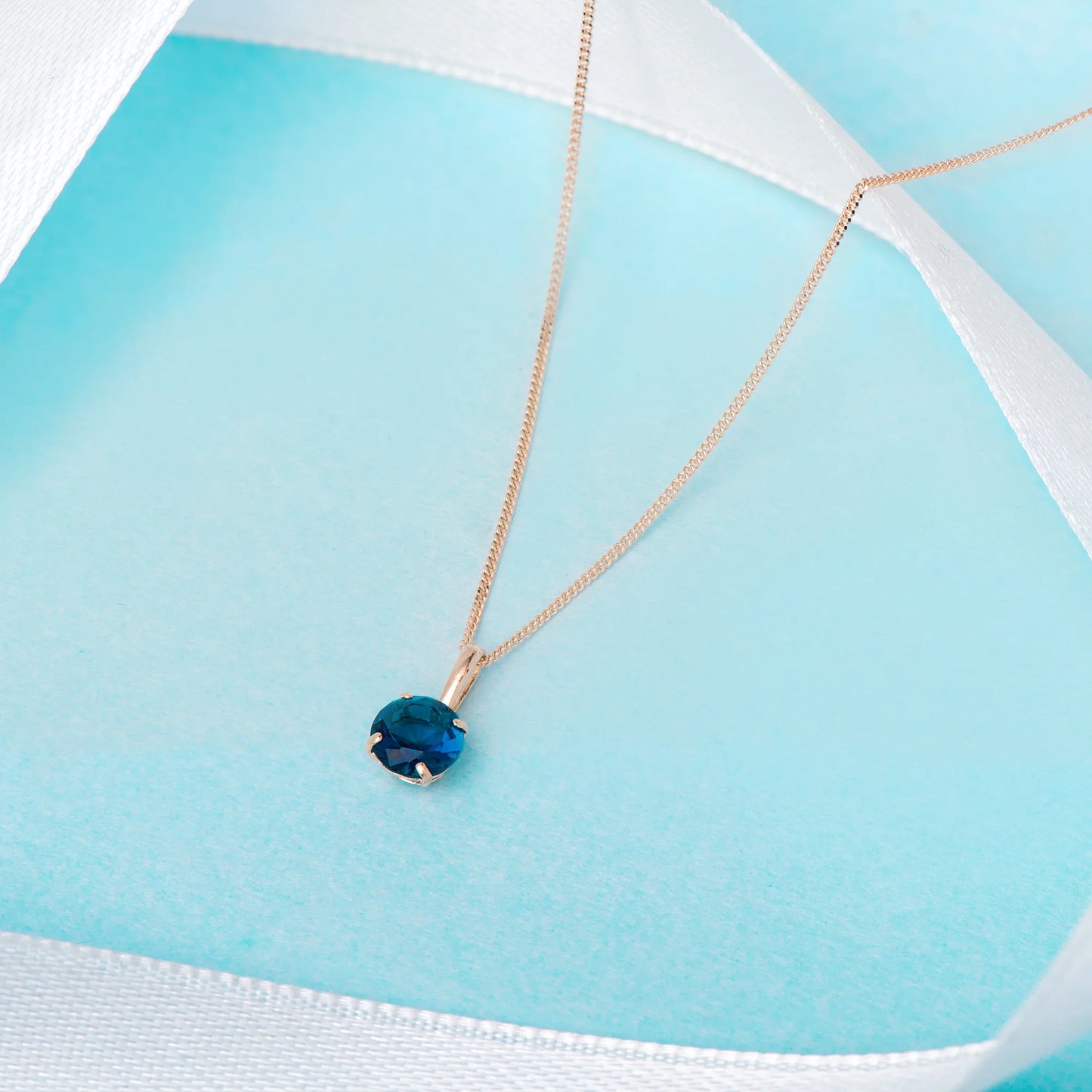 September Birthstone Sapphire Pendant Necklace
