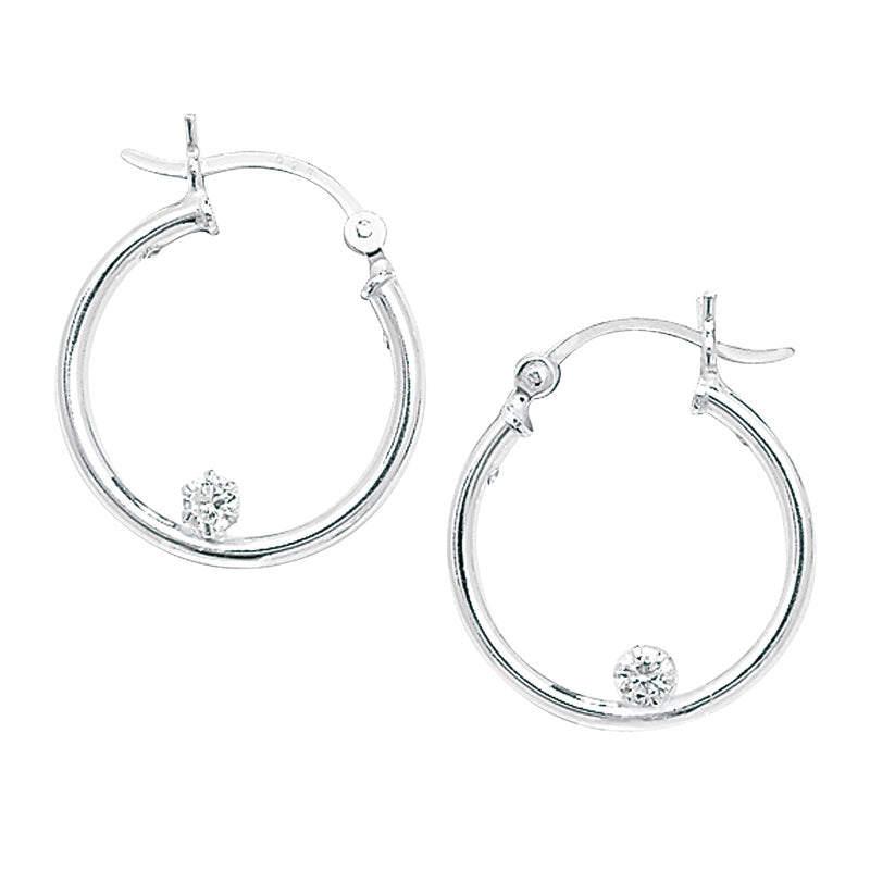 Silver Hoop Earrings with Cubic Zirconia
