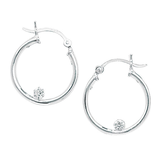 Silver Hoop Earrings with Cubic Zirconia