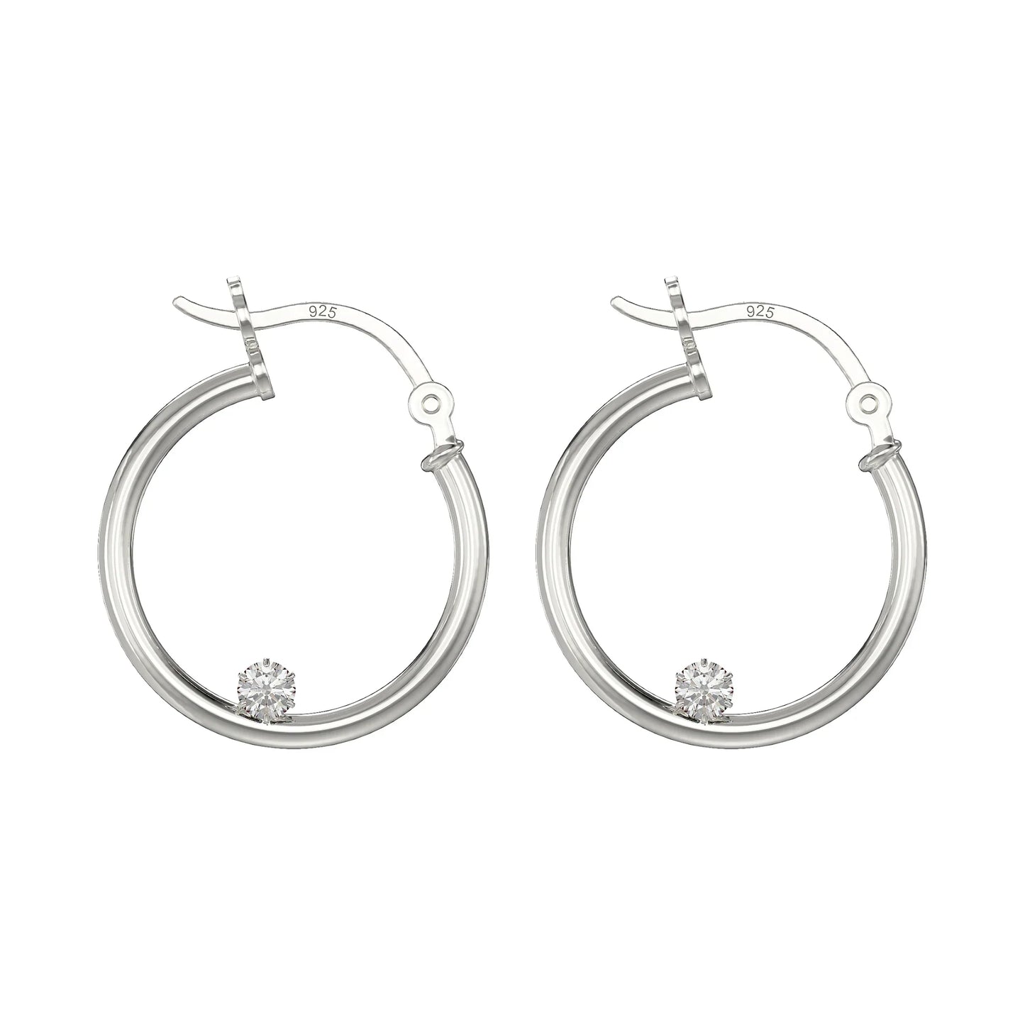 Silver Hoop Earrings with Cubic Zirconia