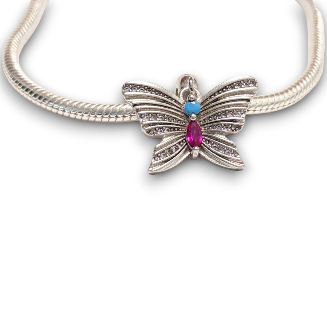 Silver Butterfly Dangle Charm
