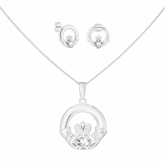 April Birthstone Claddagh Jewellery Set