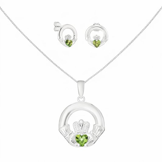 August Birthstone Claddagh Jewellery Set