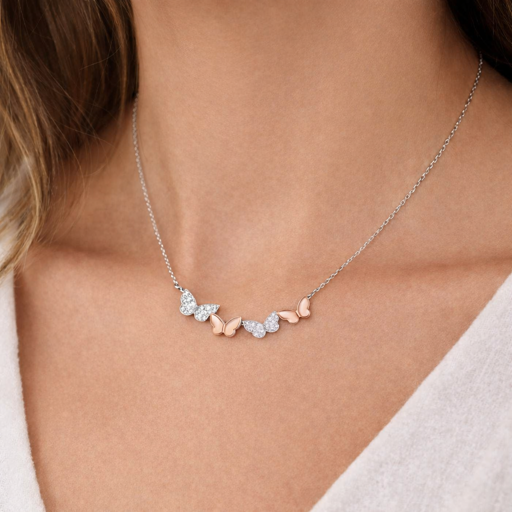 Butterfly Bar CZ Necklace