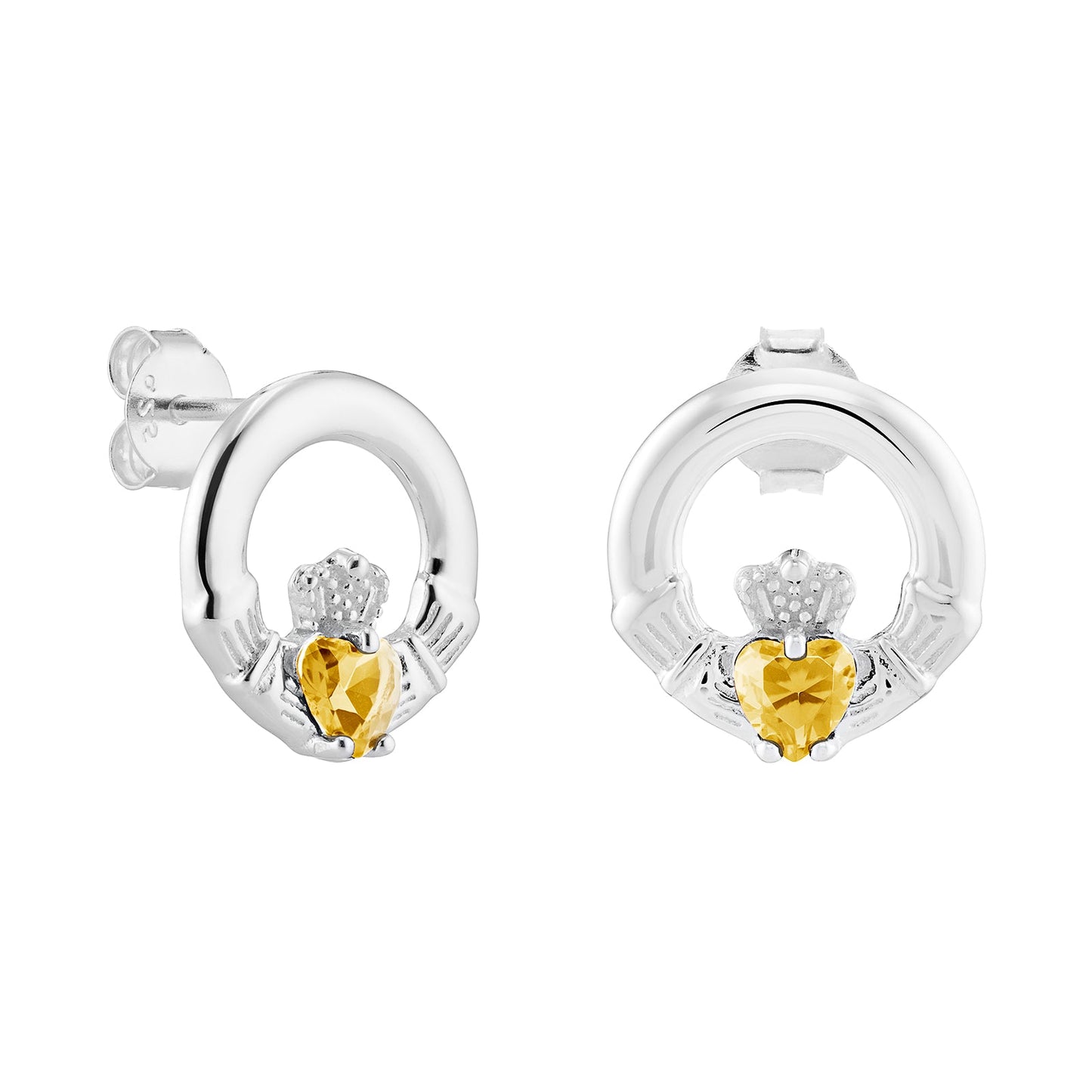 November Birthstone Claddagh Earrings