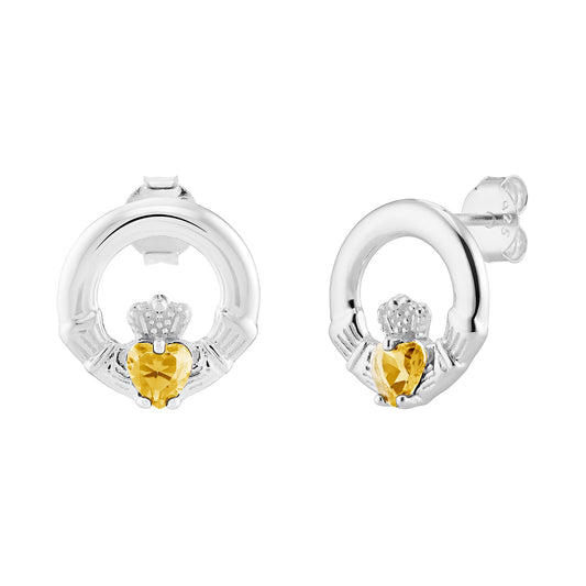 November Birthstone Claddagh Earrings