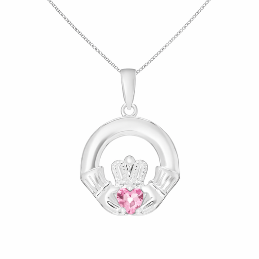 October Birthstone Claddagh Pendant Necklace