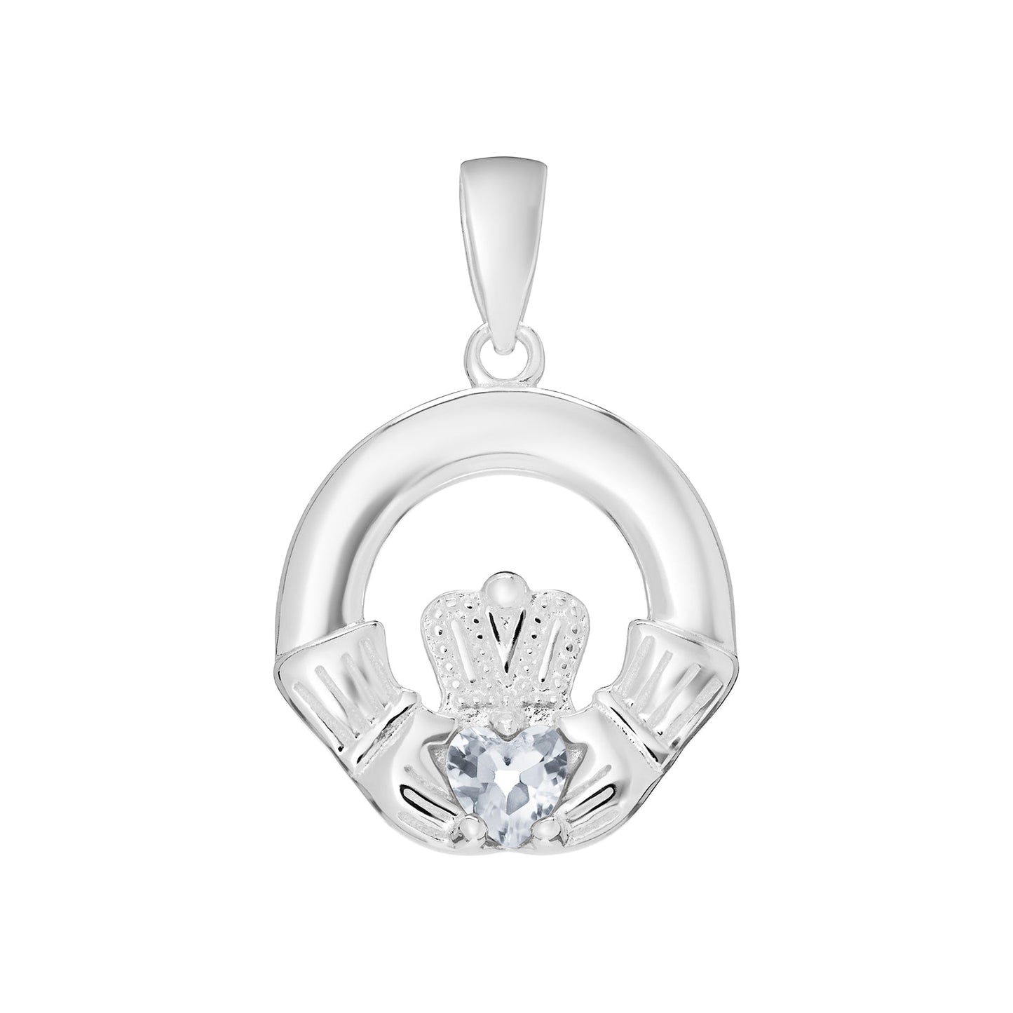 April Birthstone Claddagh Pendant Necklace