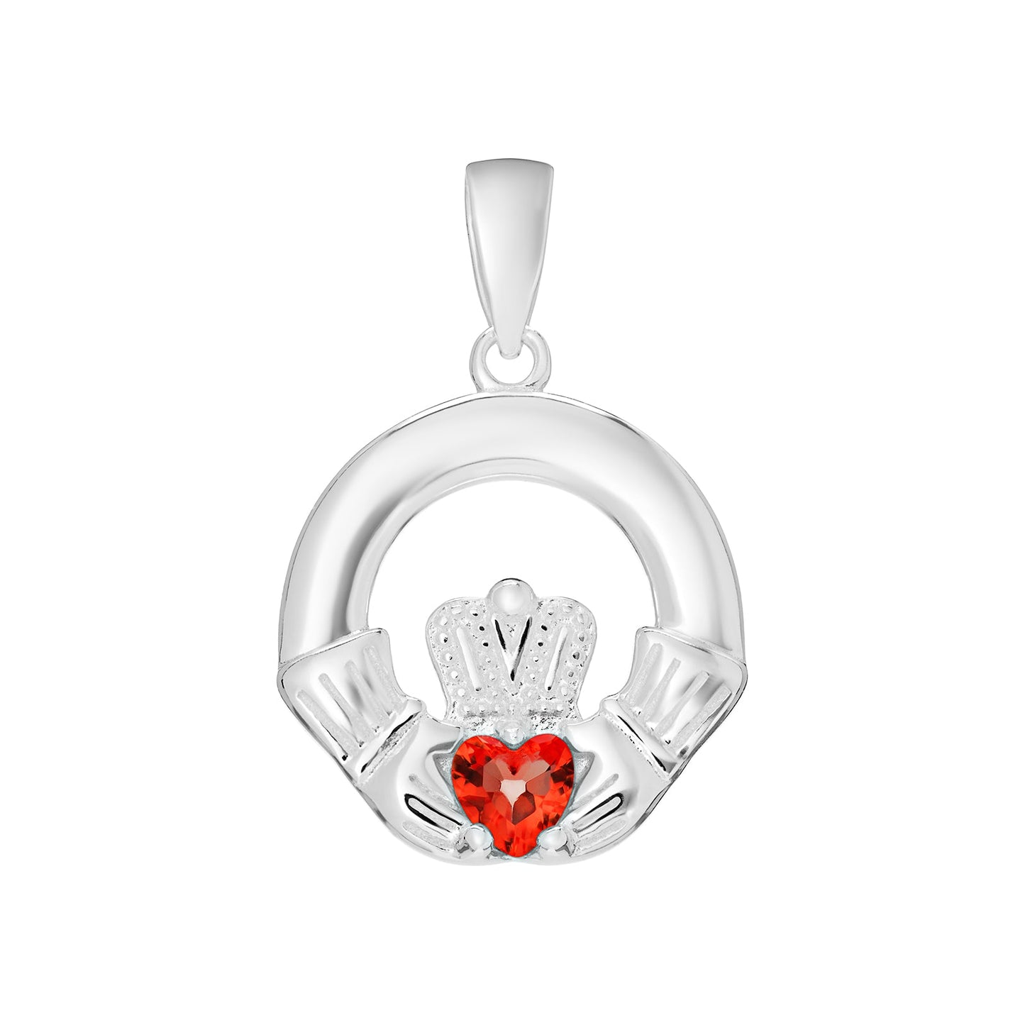 July Birthstone Claddagh Pendant Necklace