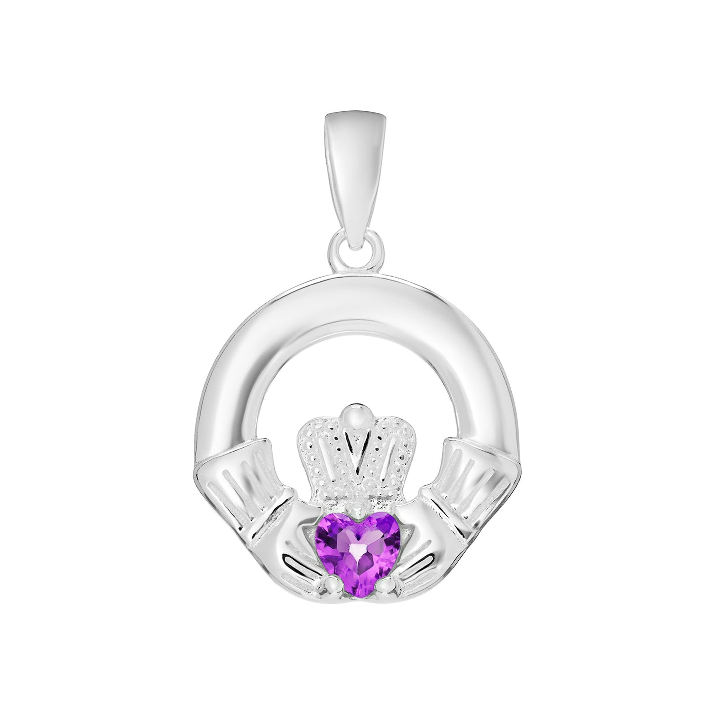 June Birthstone Claddagh Pendant Necklace