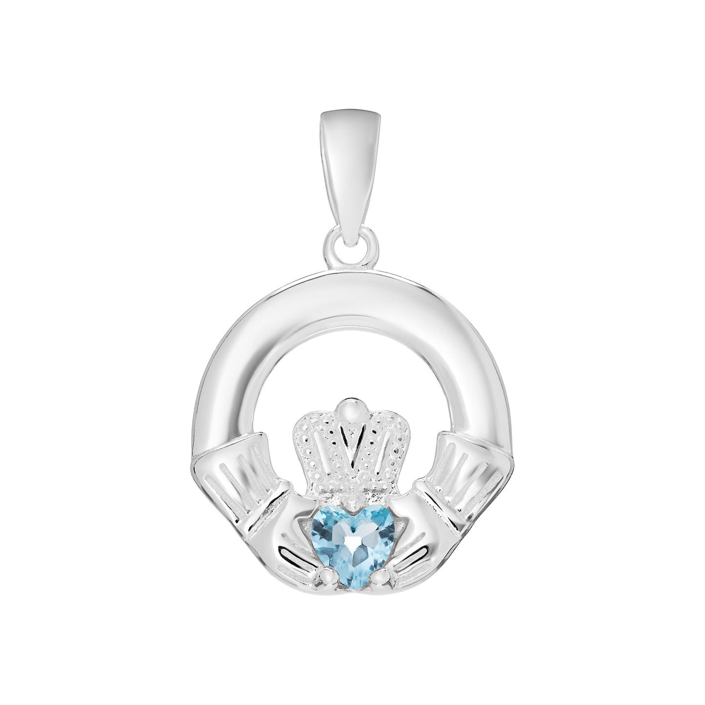 March Birthstone Claddagh Pendant Necklace