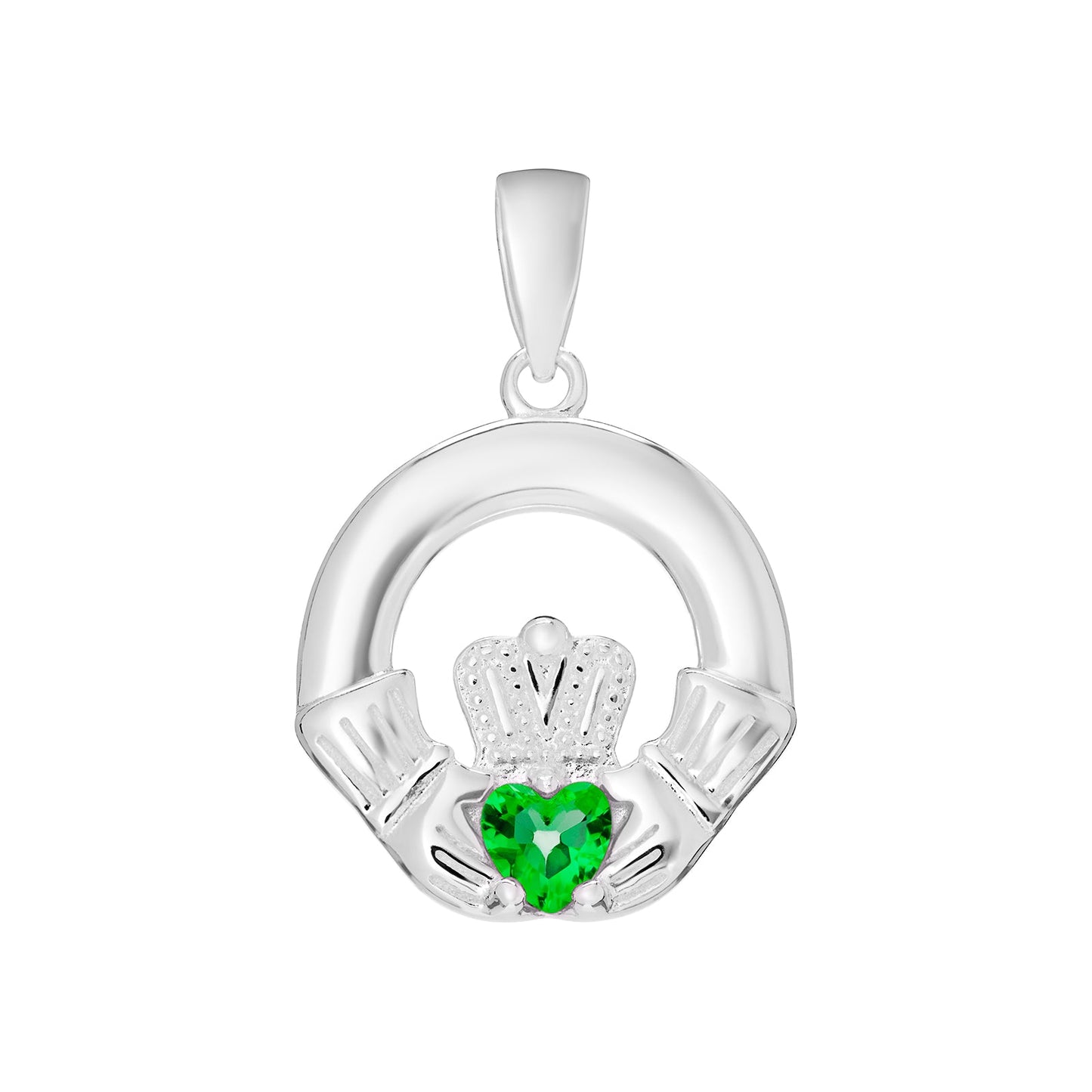 May Birthstone Claddagh Pendant Necklace