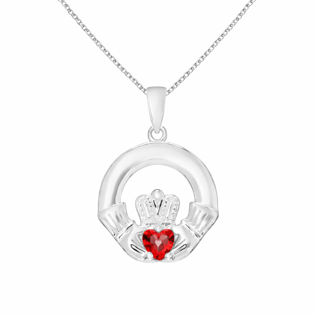 January Birthstone Claddagh Pendant Necklace