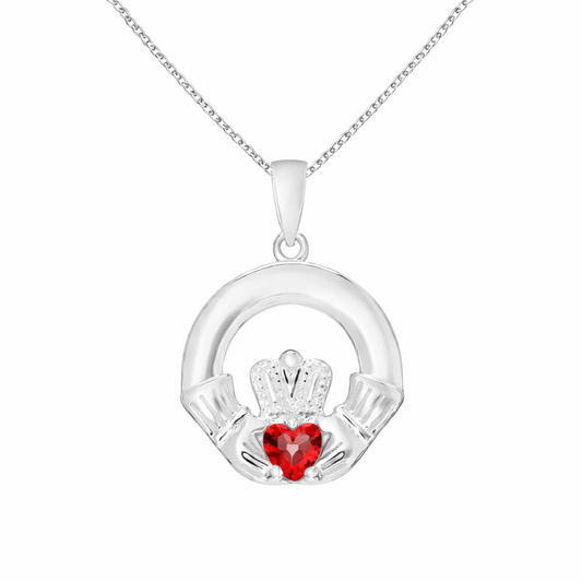 January Birthstone Claddagh Pendant Necklace