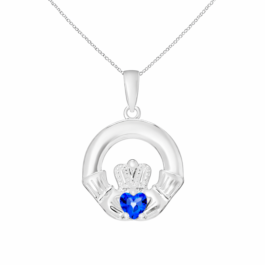 September Birthstone Claddagh Pendant Necklace
