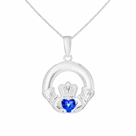 September Birthstone Claddagh Pendant Necklace