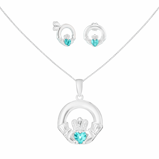 December Birthstone Claddagh Jewellery Set