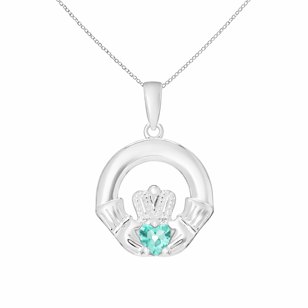 December Birthstone Claddagh Pendant Necklace
