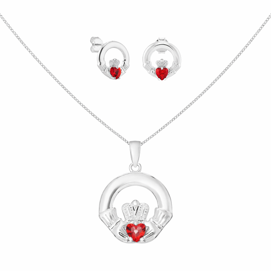 January Birthstone Claddagh Jewellery Set