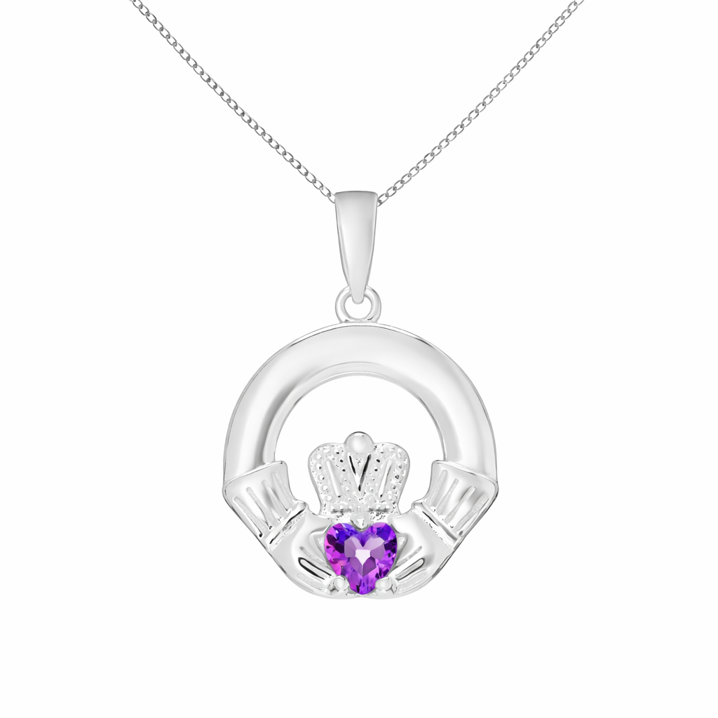 June Birthstone Claddagh Pendant Necklace